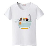 T-shirt chats dans une baignoire - Blanc / S - T-shirt