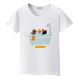 T-shirt chats dans une baignoire - Blanc / S - T-shirt