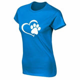 T-shirt Coeur et pattes de chat - Bleu / XXL - T-shirt