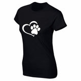T-shirt Coeur et pattes de chat - Noir / XXL - T-shirt