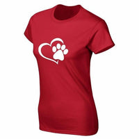 T-shirt Coeur et pattes de chat - Rouge / XXL - T-shirt