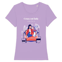 T-shirt Crazy cat lady sur un canapé - Lavande / XS - 