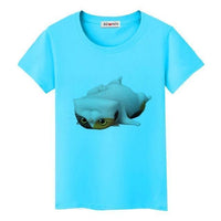 T-shirt gros chat sur le dos - Bleu / S - T-shirt