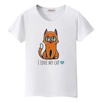T-shirt I love my cat - Blanc / S - T-shirt