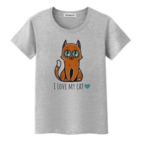 T-shirt I love my cat - Gris / S - T-shirt