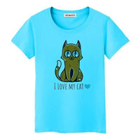 T-shirt I love my cat - Bleu / S - T-shirt