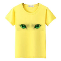 T-shirt yeux de chats - Jaune / S - T-shirt