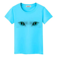 T-shirt yeux de chats - Bleu / S - T-shirt