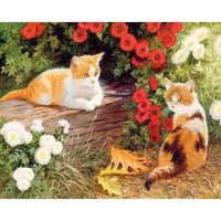 Tableau chaton au jardin à peindre - Tableau | La boutique du Maine Coon