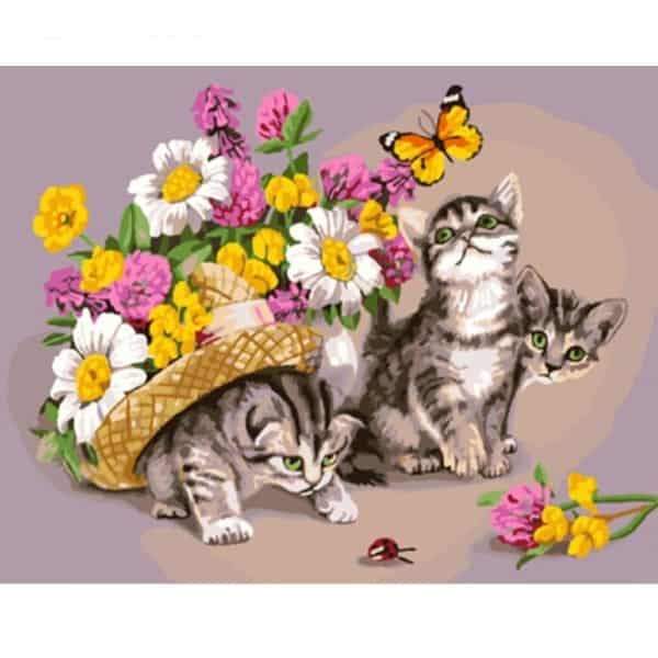 Tableau chaton chapeau à fleur - Tableau | La boutique du Maine Coon
