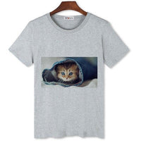 Tee shirt chat caché pour femme - Gris / S - T-shirt