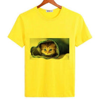 Tee shirt chat caché pour femme - Jaune / S - T-shirt