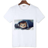 Tee shirt chat caché pour femme - Blanc / S - T-shirt