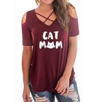Tee Shirt Chat: Cat Mom design pour femme - Bordeaux / XXL -