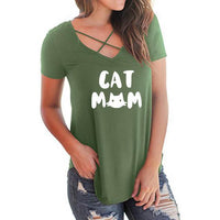 Tee Shirt Chat: Cat Mom design pour femme - Vert / XXL - 