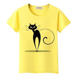 Tee shirt chat de dos stylisé femme - Jaune / S - T-shirt