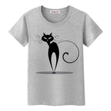 Tee shirt chat de dos stylisé femme - Gris / S - T-shirt