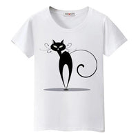 Tee shirt chat de dos stylisé femme - Blanc / S - T-shirt