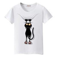 Tee shirt chat délirant image 3D femme - Blanc / S - T-shirt