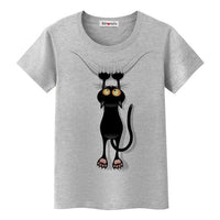 Tee shirt chat délirant image 3D femme - Gris / S - T-shirt