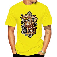 Tee shirt chat étrange homme - Jaune / XS - T-shirt