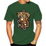 Tee shirt chat étrange homme - Vert / XXS - T-shirt