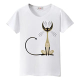 Tee Shirt chat femme abstrait - Blanc / S - T-shirt