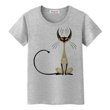 Tee Shirt chat femme abstrait - Gris / S - T-shirt