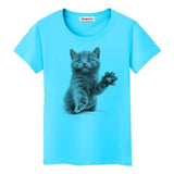 Tee shirt chat humoristique femme - Bleu / S - T-shirt
