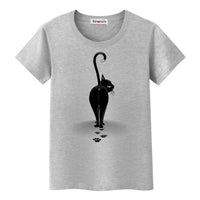 Tee shirt chat stylé femme - Gris / S - T-shirt