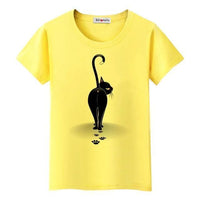 Tee shirt chat stylé femme - Jaune / S - T-shirt