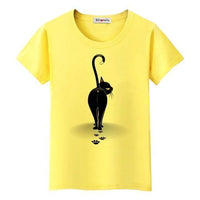 t-shirt pour femme motif chat : la couleur apparait au soleil t-shirt pour femme motif chat : la couleur apparait au soleil