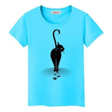 Tee shirt chat stylé femme - Bleu / S - T-shirt