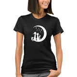 Tee Shirt chats dans la lune pour femme - Black / M - 