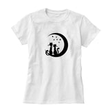 Tee Shirt chats dans la lune pour femme - White / M - 