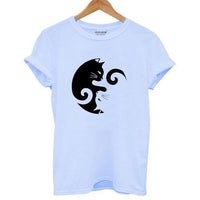Tee shirt de chat femme Yin and Yang - Bleu / S - T-shirt