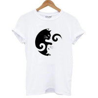 Tee shirt de chat femme Yin and Yang - Blanc / S - T-shirt