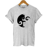 Tee shirt de chat femme Yin and Yang - Gris / S - T-shirt