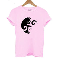 Tee shirt de chat femme Yin and Yang - Rose / S - T-shirt