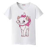 Tee shirt dessin animé chat pour femme - Blanc / S - T-shirt