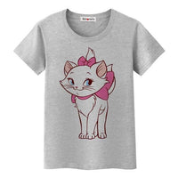 Tee shirt dessin animé chat pour femme - Gris / S - T-shirt