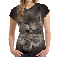 Tee Shirt Maine Coon femme chat - Noir / S - T-shirt