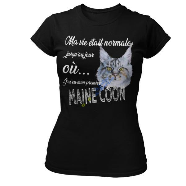 Tee Shirt Maine Coon Homme Noir - Collection Ma vie - 