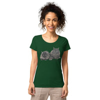 T-shirt éco-responsable femme Maine Coon Noir - Vert / S - 