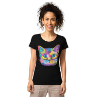 T-shirt éco-responsable chat multicolore - Deep black / S - 