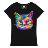 T-shirt bio Chat multicolore - Noir profond / S - Hauts