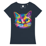 T-shirt bio Chat multicolore - Marine / S - Hauts