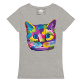 T-shirt bio Chat multicolore - Gris melange / S - Hauts
