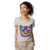 T-shirt éco-responsable chat multicolore - Hauts