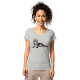 T-shirt éco-responsable femme Chaton Maine Coon - Gris / S -